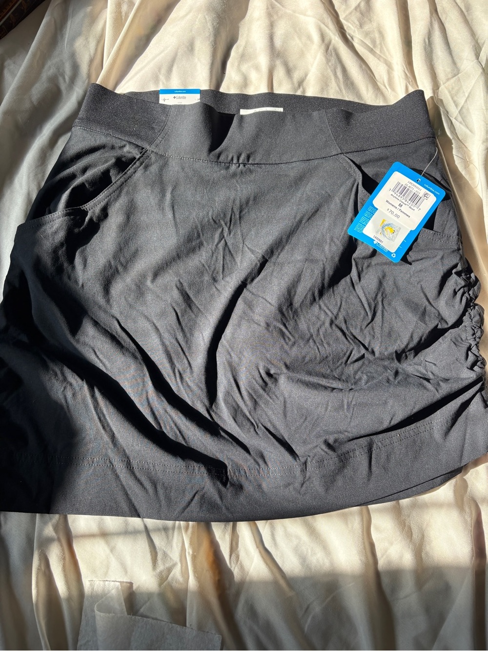 Womens Columbia All Season Black Ruched Skort Skirt with Shorts - Sz Medium NWT